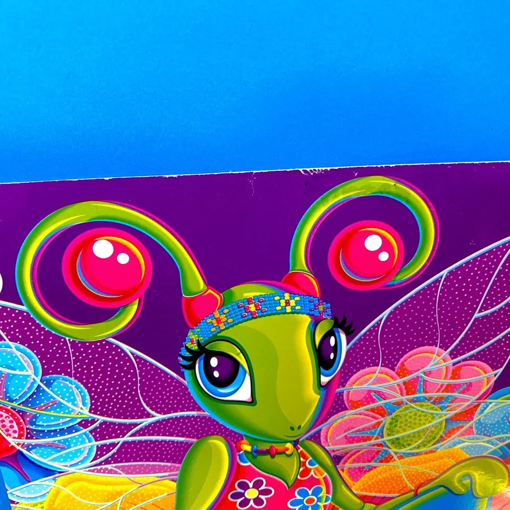 LISA FRANK VTG FANTASTIC WORLD DIVA DRAGONFLY 3 HOLE BINDER DIVIDERS SET OF 2